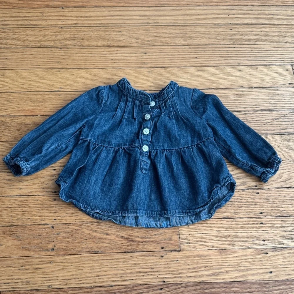 GAP Baby Denim Blue Top and Aqua Pants Size 3-6 months
